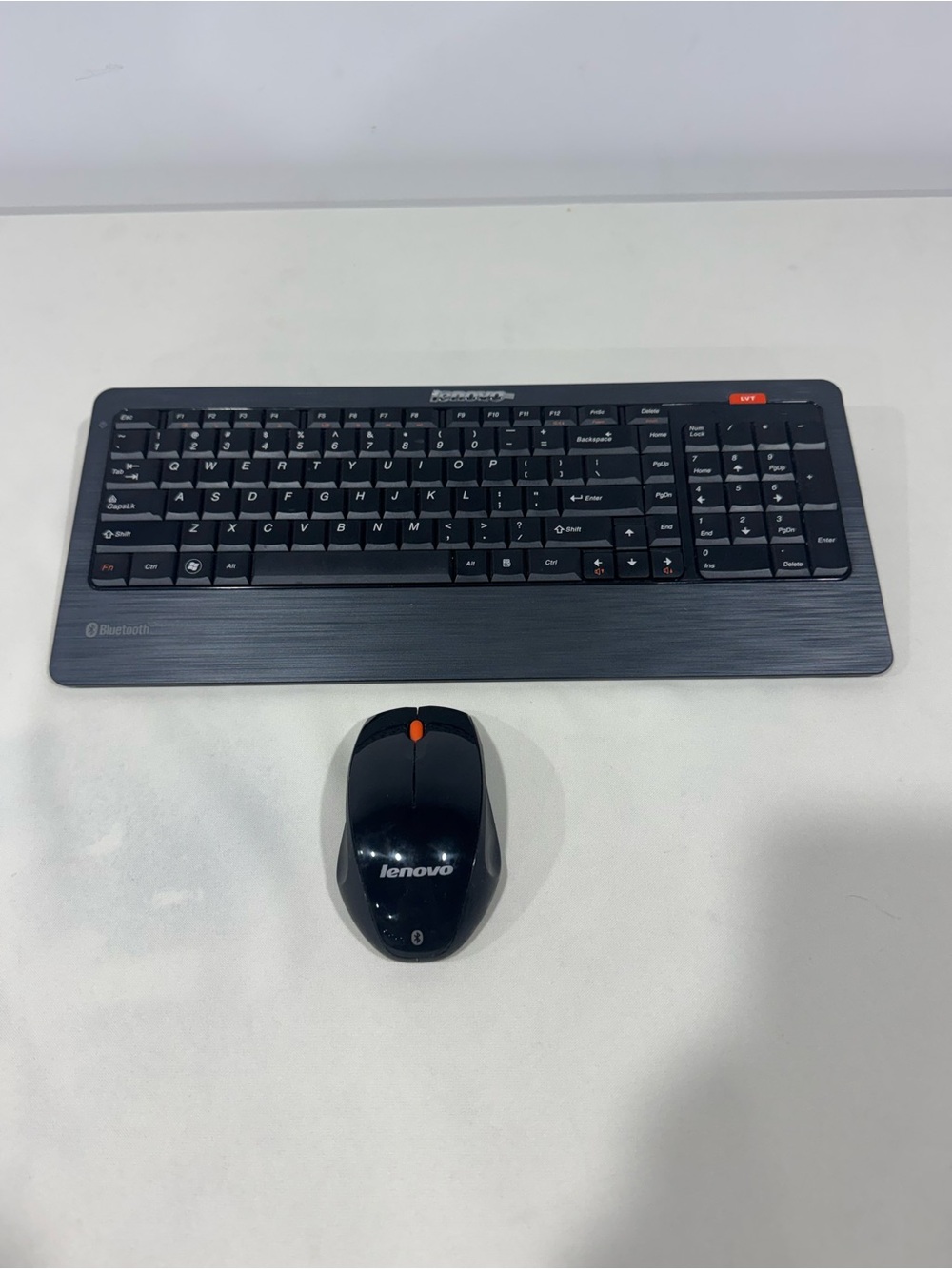 Lenovo Black Wireless Keyboard and Mouse Set with Orange Accent